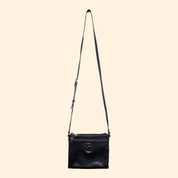 Michael Kors Black Leather Fulton Crossbody Bag - Picture 3 of 8